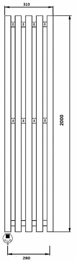 Полотенцесушитель электрический Secado Бергамо 5К, 200x28, черный матовый, подключение слева, 4673739201022