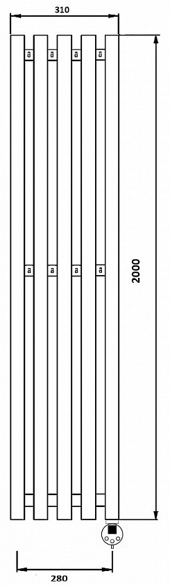 Полотенцесушитель электрический Secado Бергамо 5К, 200x28, черный матовый, подключение слева, 4673739201022