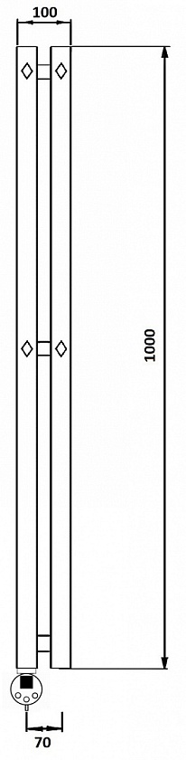 Полотенцесушитель электрический Secado Сандриго 2К, 100x10, черный матовый, подключение слева, 4673739250525