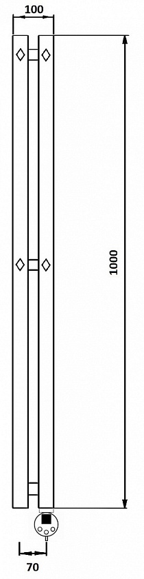 Полотенцесушитель электрический Secado Сандриго 2К, 100x10, черный матовый, подключение слева, 4673739250525