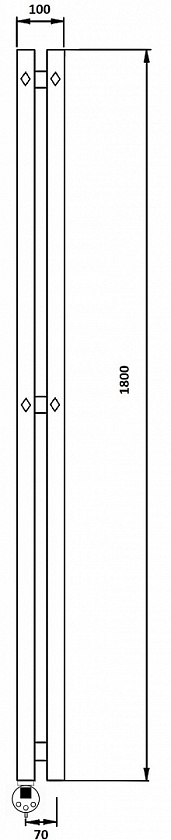 Полотенцесушитель электрический Secado Сандриго 2К, 180x10, черный матовый, подключение слева, 4673739250556