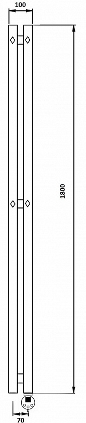Полотенцесушитель электрический Secado Сандриго 2К, 180x10, черный матовый, подключение слева, 4673739250556