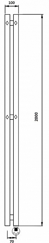 Полотенцесушитель электрический Secado Сандриго 2К, 200x10, черный матовый, подключение слева, 4673739250563