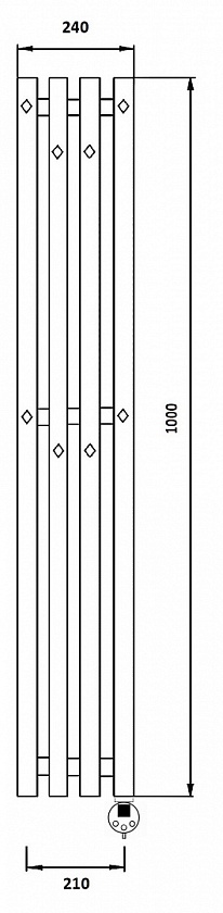 Полотенцесушитель электрический Secado Сандриго 4К, 100x24, черный матовый, подключение слева, 4673739250624