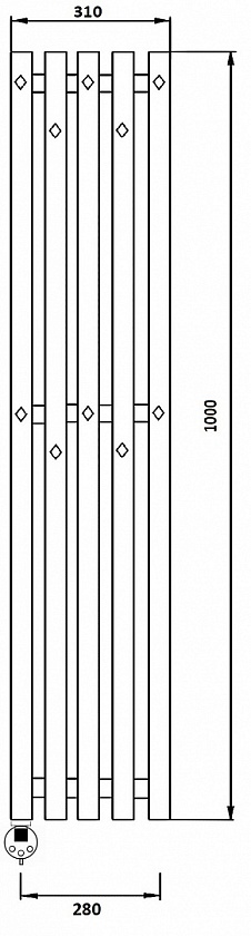Полотенцесушитель электрический Secado Сандриго 5К, 100x31, черный матовый, подключение слева, 4673739250723