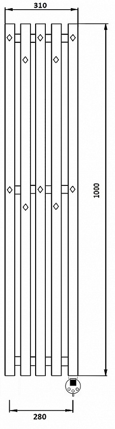 Полотенцесушитель электрический Secado Сандриго 5К, 100x31, черный матовый, подключение слева, 4673739250723