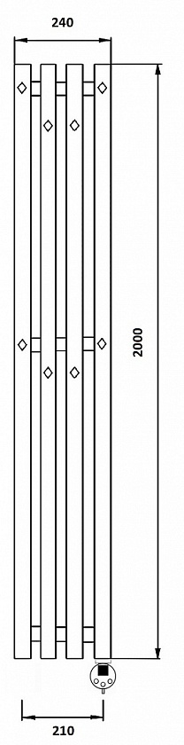 Полотенцесушитель электрический Secado Сандриго 4К, 200x24, черный матовый, подключение слева, 4673739250662