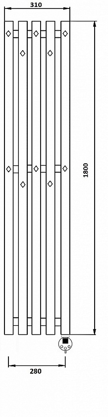 Полотенцесушитель электрический Secado Сандриго 5К, 180x31, черный матовый, подключение слева, 4673739250754