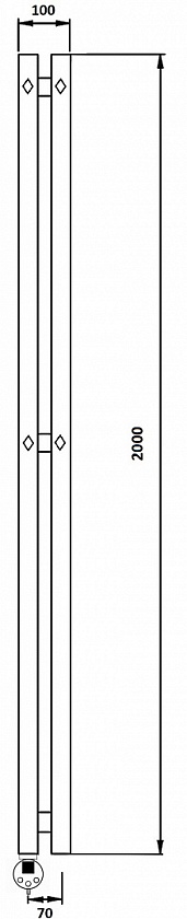 Полотенцесушитель водяной Secado Сандриго 2К, 200x10, хром, нижнее подключение, 4673739254981