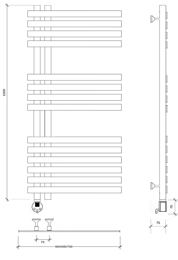 Полотенцесушитель электрический Secado Коредо 100x50