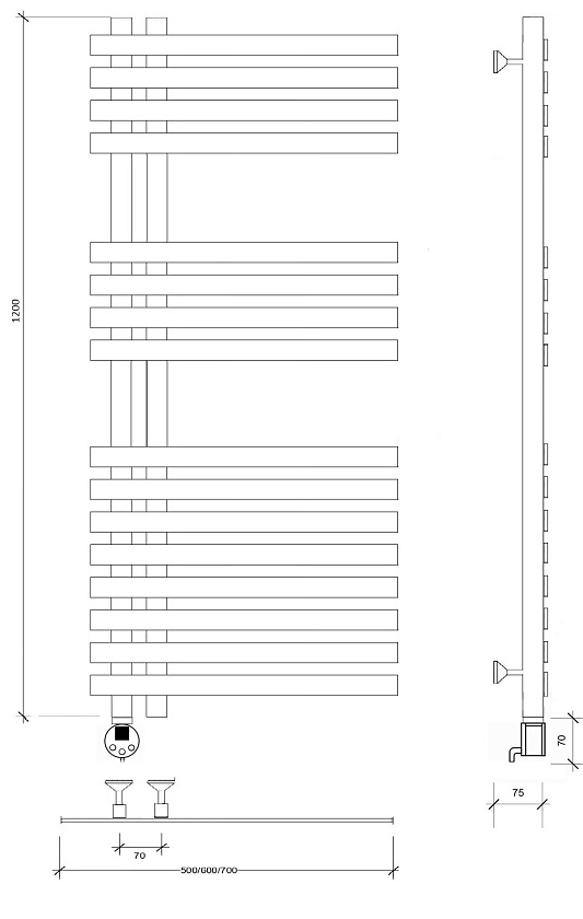 Полотенцесушитель электрический Secado Коредо 120x50