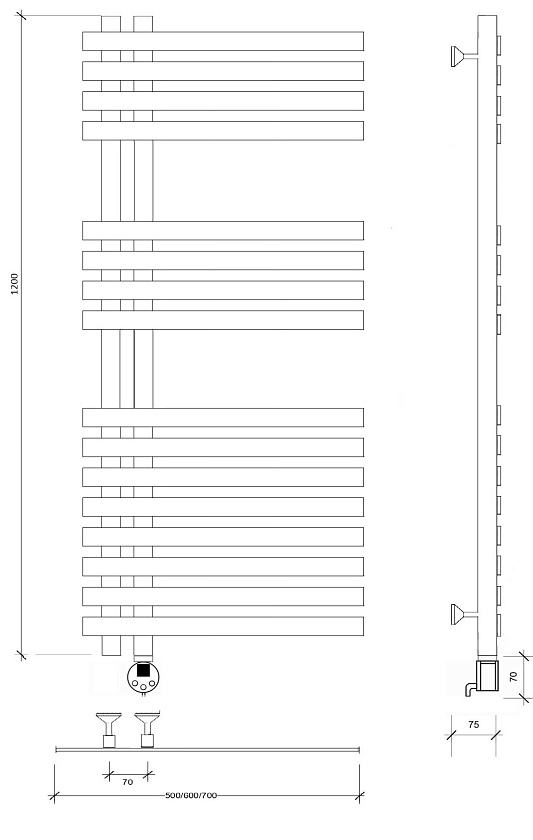 Полотенцесушитель электрический Secado Коредо 120x50