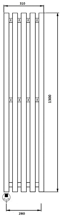 Полотенцесушитель водяной Secado Бергамо 5К 130x28, золото матовое, 4673739258743, нижнее подключение