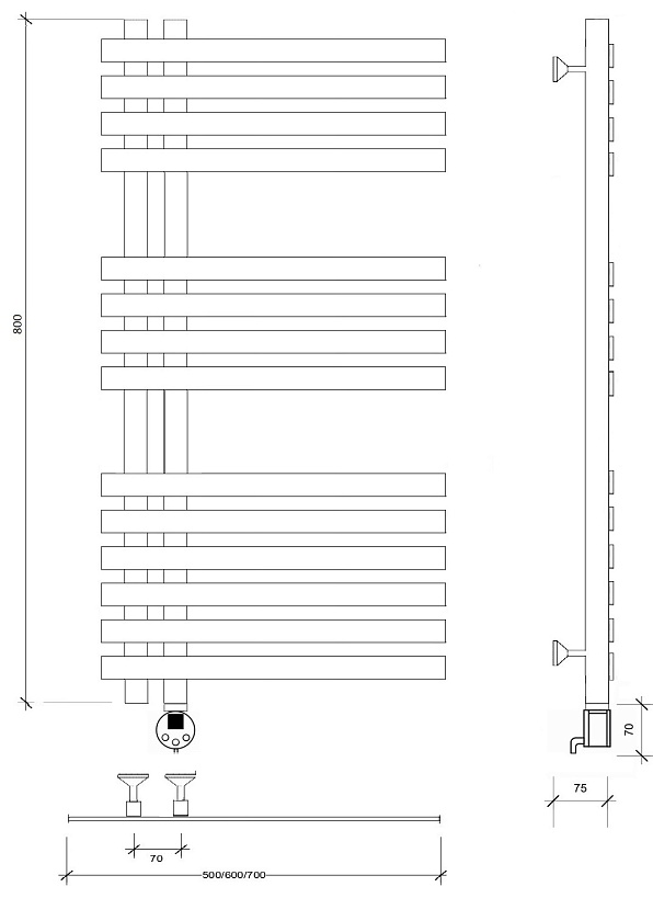 Полотенцесушитель электрический Secado Коредо 80x60