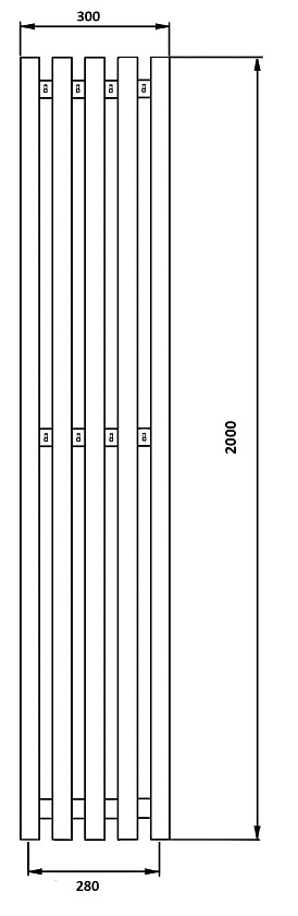 Полотенцесушитель водяной Secado Бергамо 5К 200x28, графит, 4673739258781, нижнее подключение