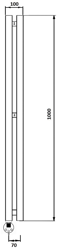 Полотенцесушитель электрический Secado Бергамо 2К 100x7, графит, 4673739259108, подключение слева