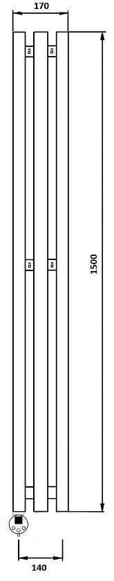Полотенцесушитель электрический Secado Бергамо 2К 180x7, золото матовое, 4673739259184, подключение слева