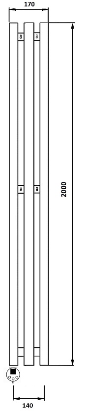 Полотенцесушитель электрический Secado Бергамо 2К 200x7
