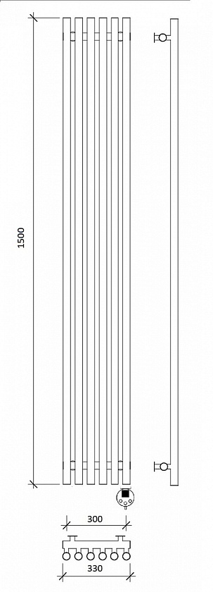 Полотенцесушитель электрический Secado Бергамо 5К 130x28, золото матовое, 4673739259412, подключение слева