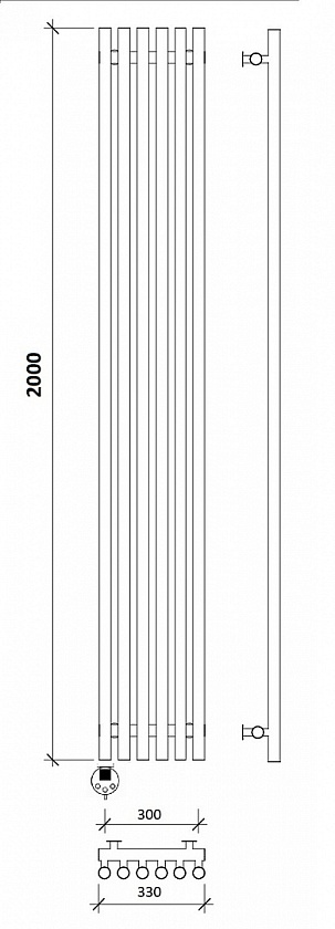 Полотенцесушитель электрический Secado Бергамо 5К 180x28, графит, 4673739259436, подключение слева