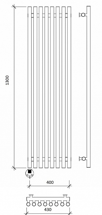 Полотенцесушитель электрический Secado Бергамо 5К 200x28, золото матовое, 4673739259467, подключение слева