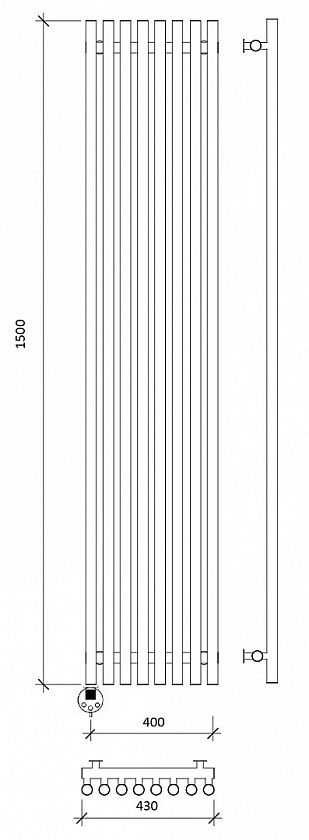 Полотенцесушитель электрический Secado Бергамо плюс 10 100x50, графит, 4673739259474, подключение слева