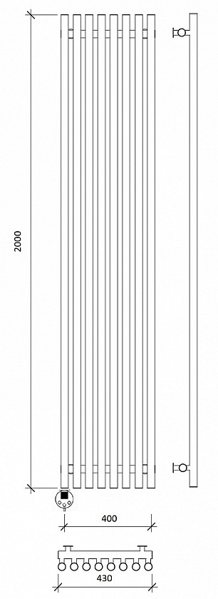 Полотенцесушитель электрический Secado Бергамо плюс 10 130x50, золото матовое, 4673739259504, подключение слева