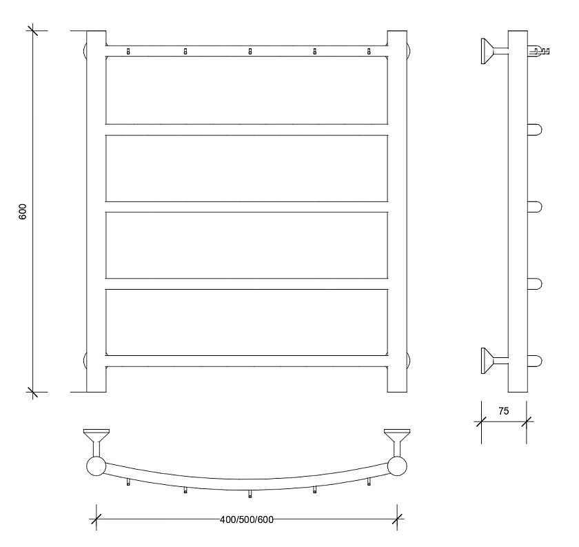 Полотенцесушитель водяной Secado Корсико 1 КСП 120x60