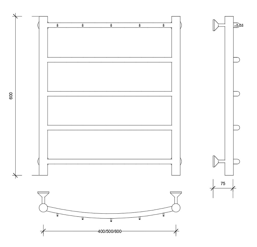 Полотенцесушитель водяной Secado Корсико 1 КСП 120x60