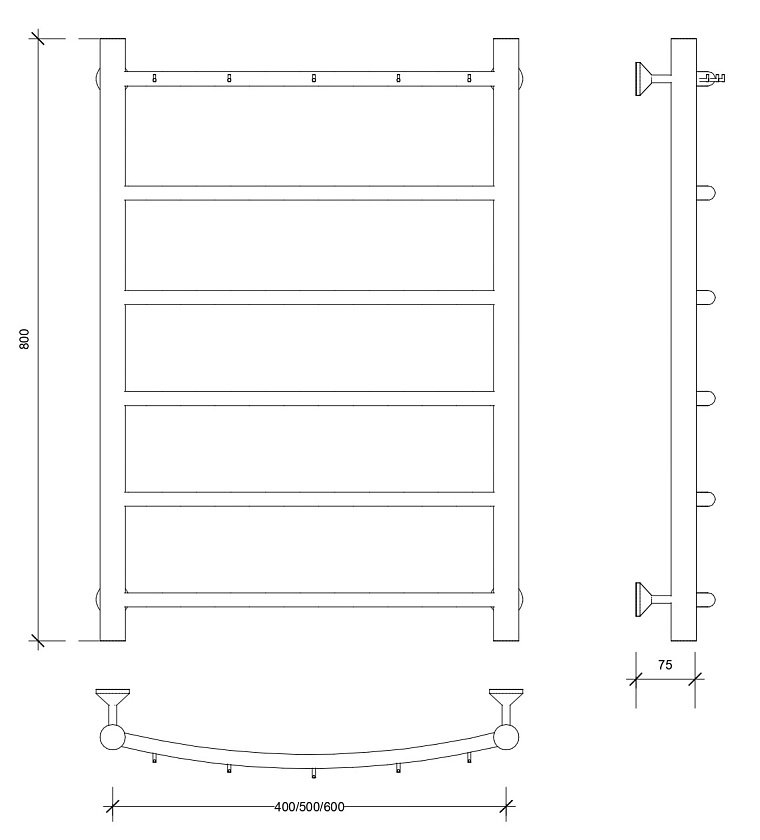 Полотенцесушитель водяной Secado Корсико 1 КСП 60x40
