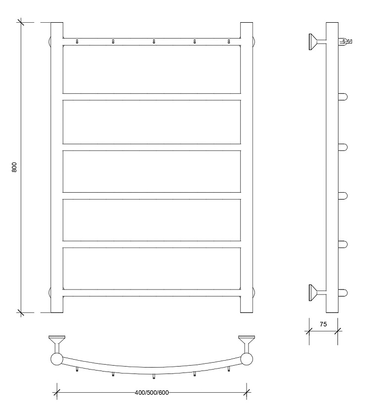 Полотенцесушитель водяной Secado Корсико 1 КСП 60x60