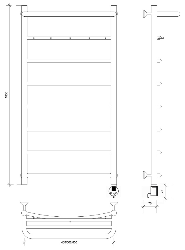 Полотенцесушитель водяной Secado Корсико 1 КСП 60x60