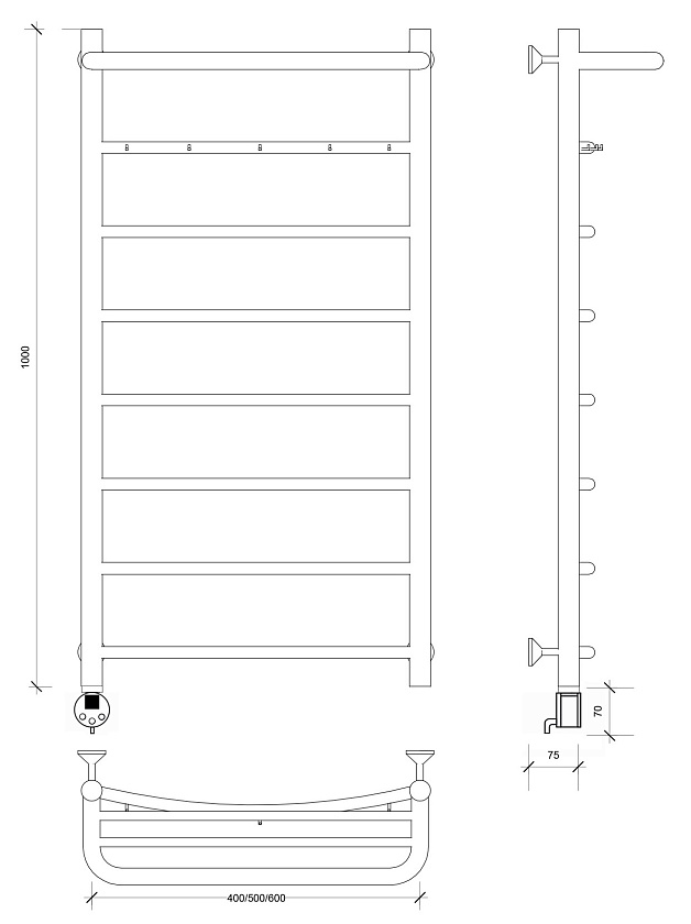 Полотенцесушитель водяной Secado Корсико 1 КСП 60x60