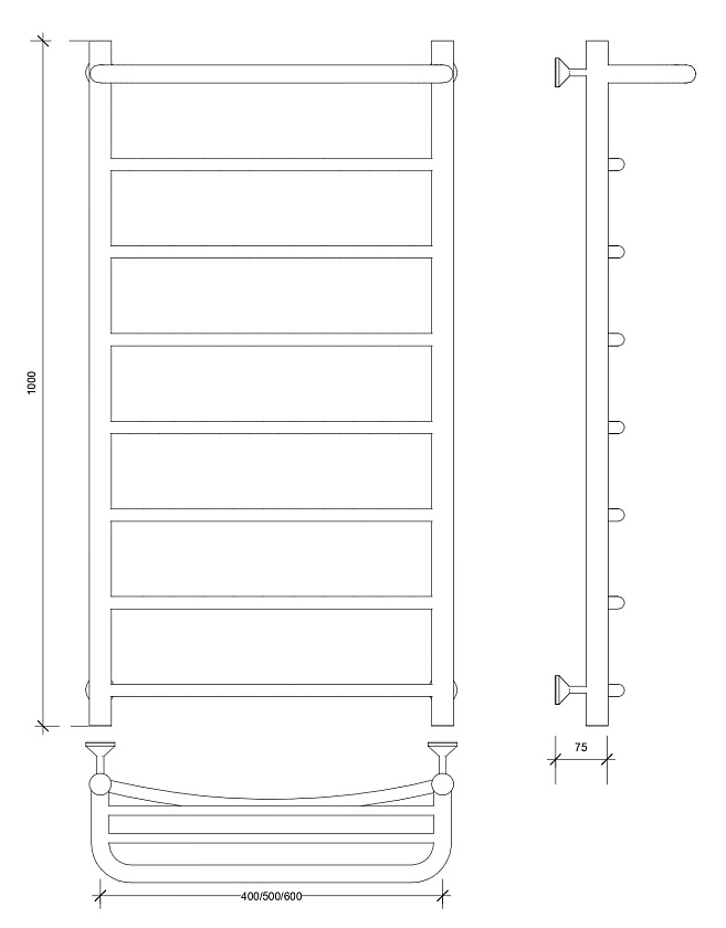 Полотенцесушитель водяной Secado Корсико 1 СП 120x60