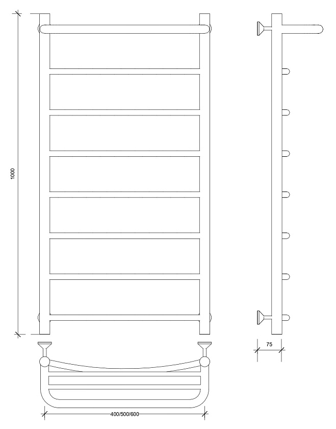 Полотенцесушитель водяной Secado Корсико 1 СП 120x60