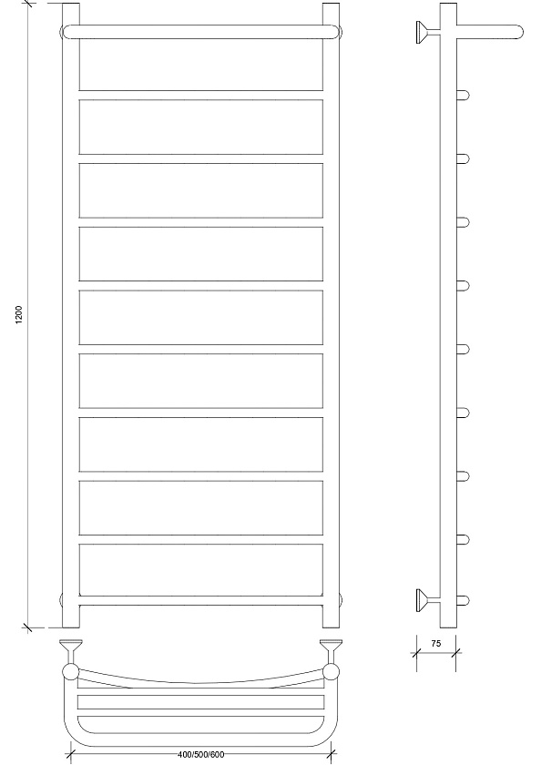 Полотенцесушитель водяной Secado Корсико 1 СП 120x60