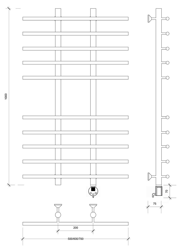 Полотенцесушитель водяной Secado Понтида 1 КСП 120x60