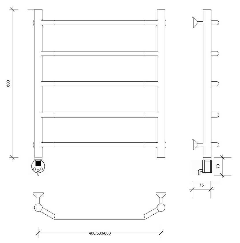 Полотенцесушитель электрический Secado Агата 1 60x40