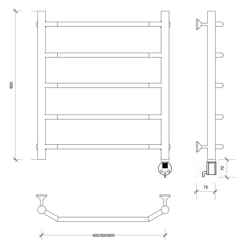 Полотенцесушитель электрический Secado Агата 1 60x40
