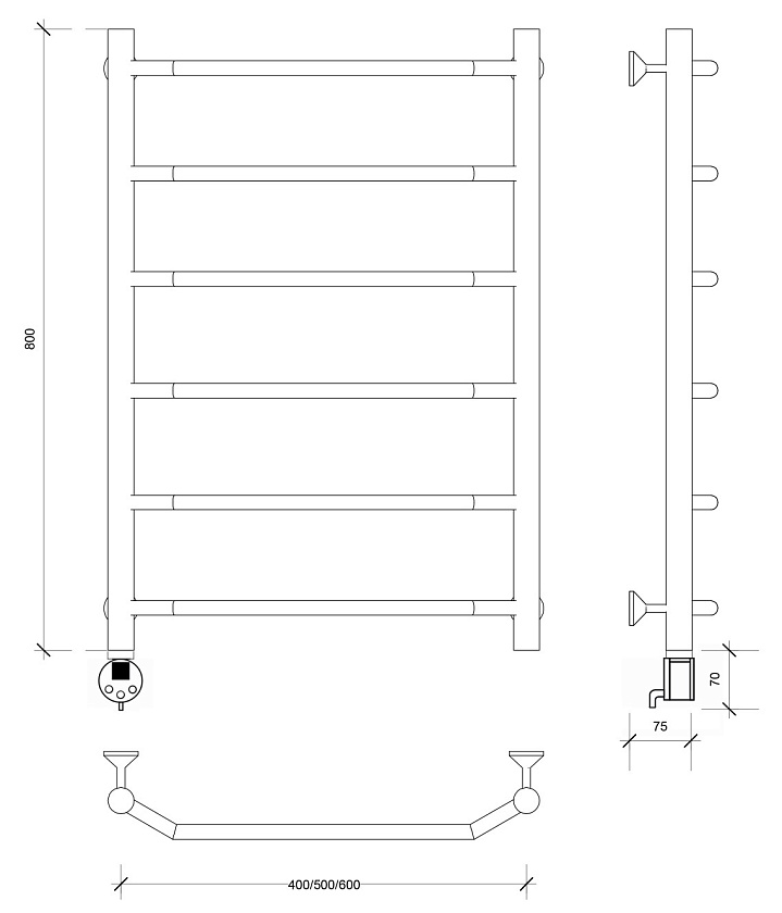 Полотенцесушитель электрический Secado Агата 1 80x60