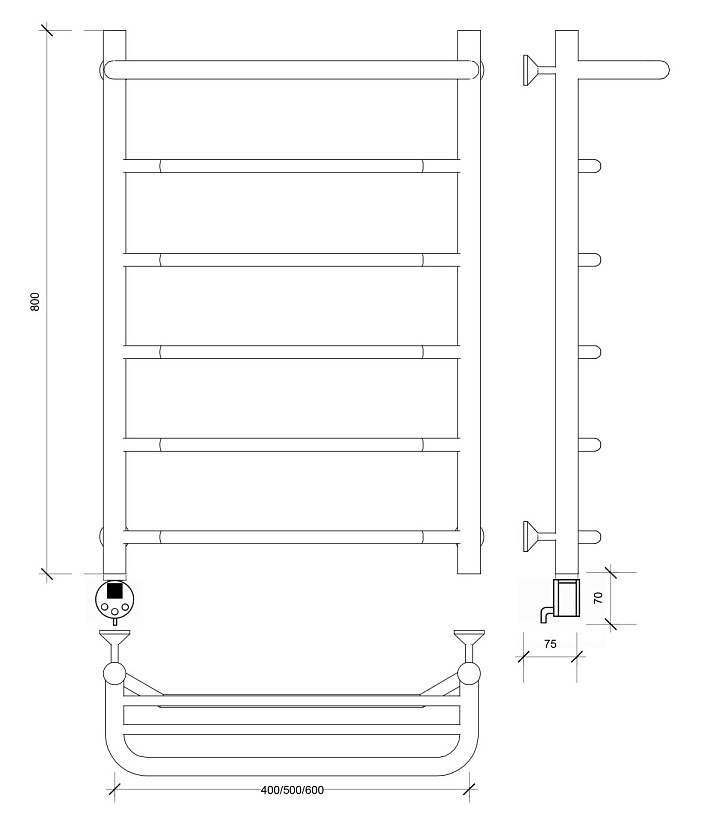Полотенцесушитель электрический Secado Агата 1 СП 80x40