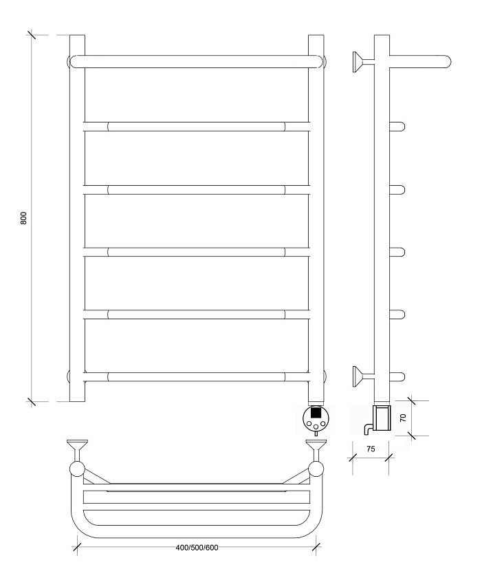 Полотенцесушитель электрический Secado Агата 1 СП 80x40