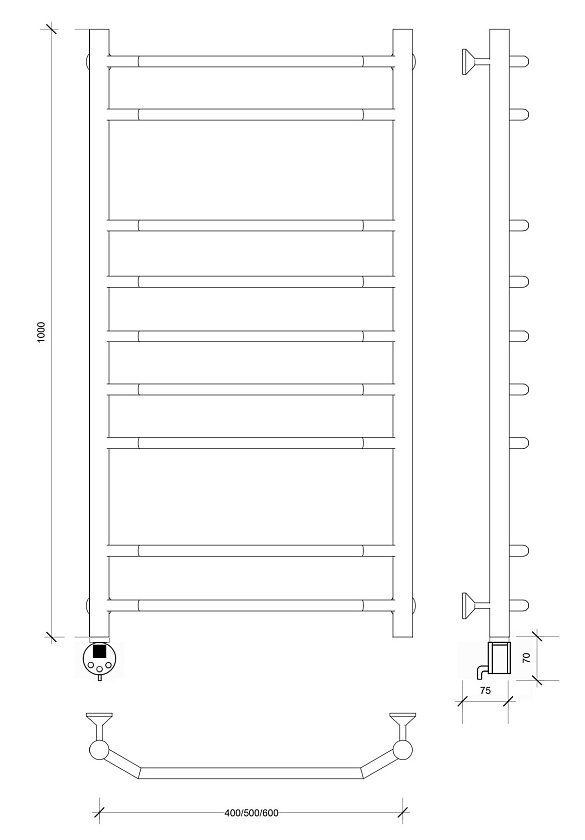 Полотенцесушитель электрический Secado Агата 2 100x40