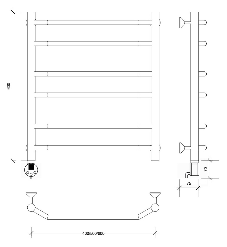Полотенцесушитель электрический Secado Агата 2 60x40