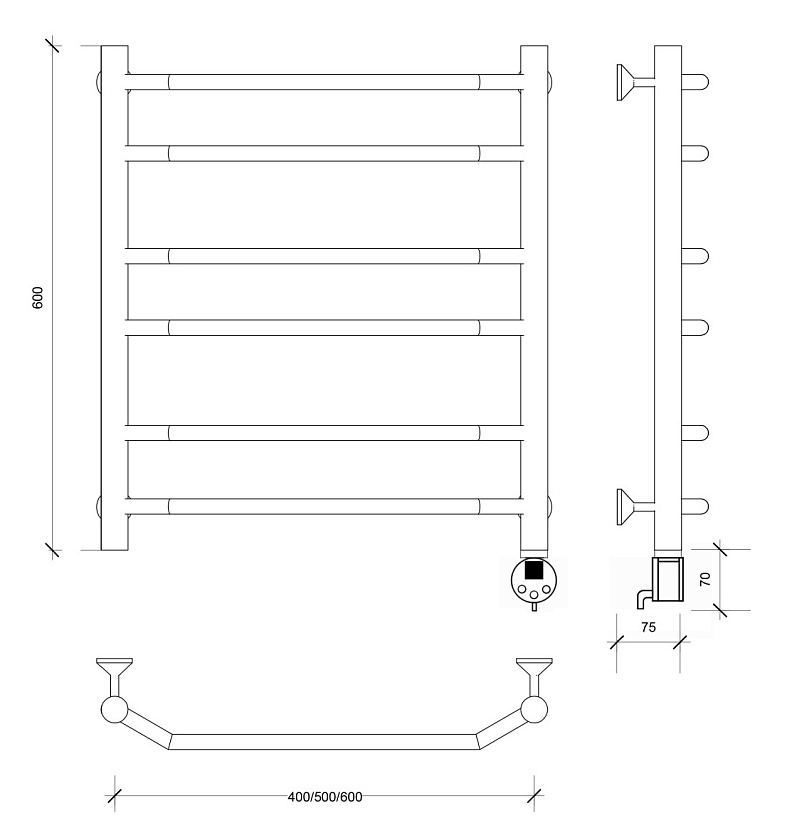 Полотенцесушитель электрический Secado Агата 2 60x40