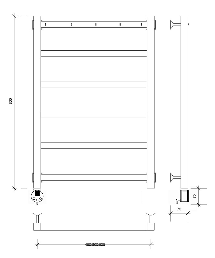 Полотенцесушитель электрический Secado Корсико 1 К 80x40