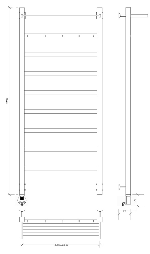 Полотенцесушитель электрический Secado Корсико 1 КСП 120x50