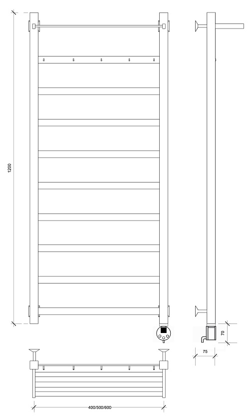 Полотенцесушитель электрический Secado Корсико 1 КСП 120x50
