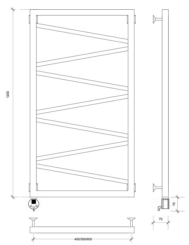 Полотенцесушитель электрический Secado Мирано 120x50
