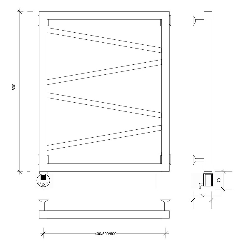 Полотенцесушитель электрический Secado Мирано 80x50